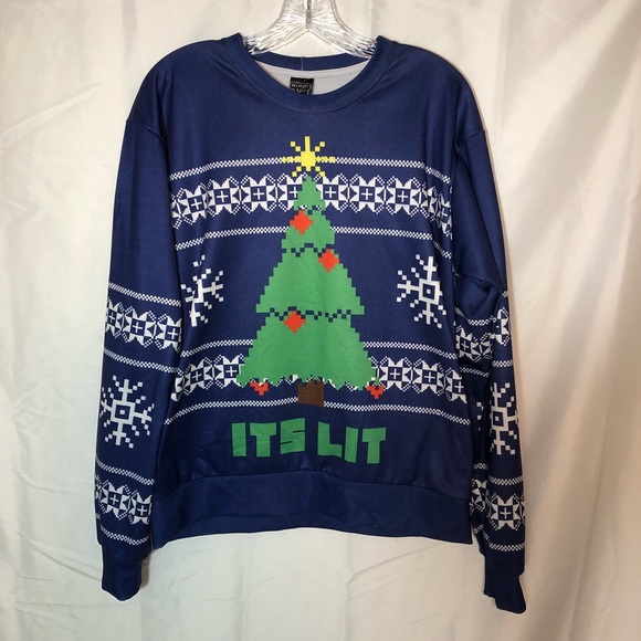 ⬇️RageOn! “ITS LIT” Holiday Christmas Pullover | M - Picture 2 of 7